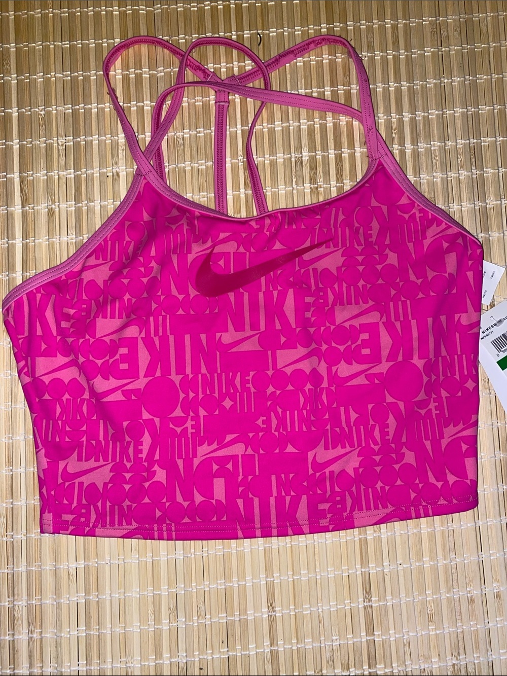 Nike Hot Pink Logo Print Strappy bathing suit top